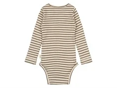 Petit Piao body earth brun/ mørk råhvid stribet body 